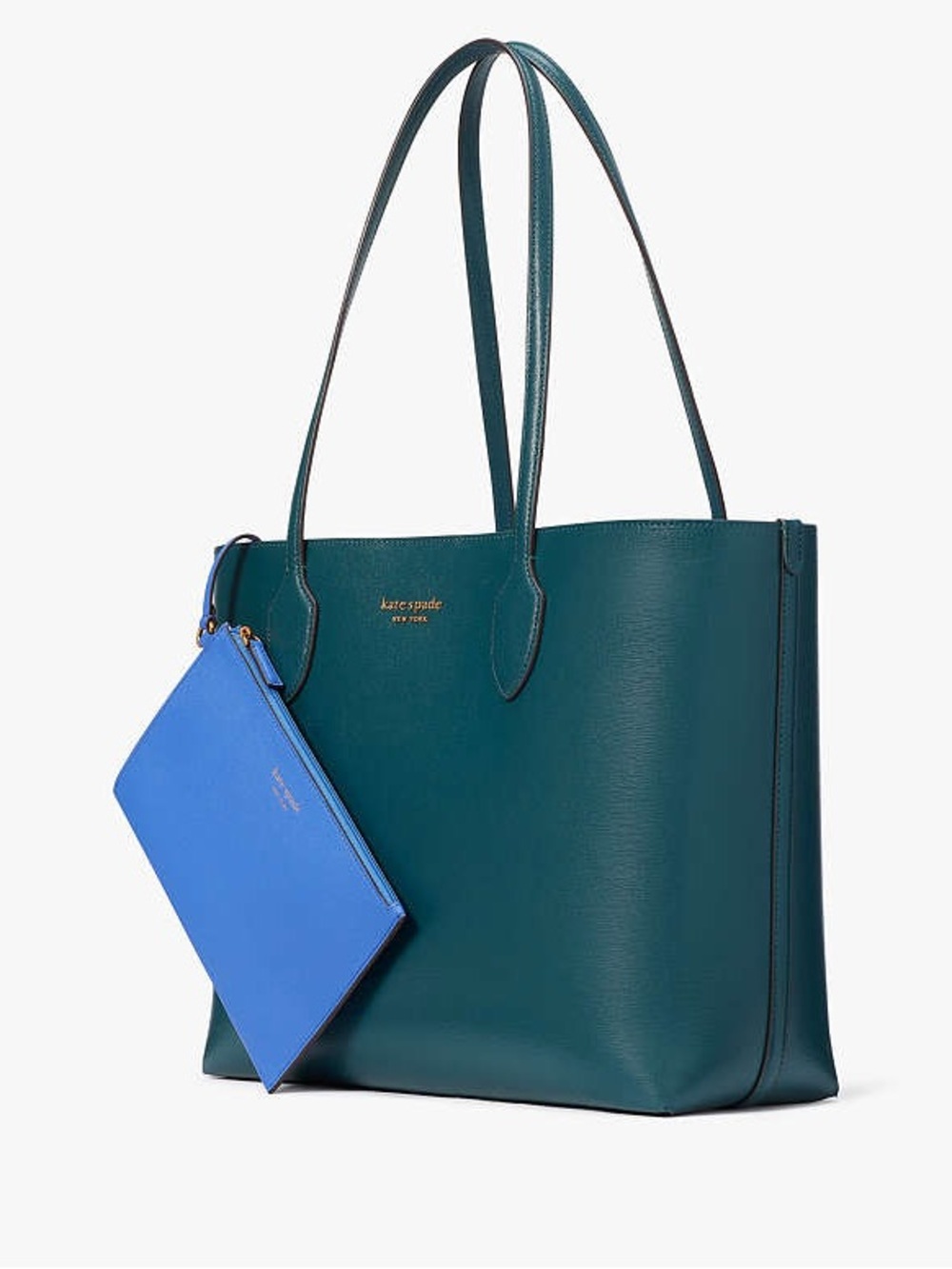 kate spade Teal Tote with Bright Blue Zip Pouch